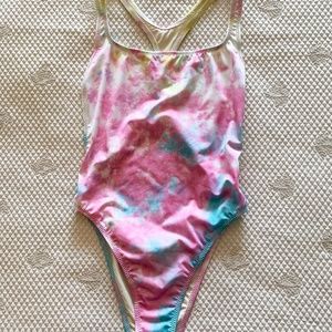 Solid/Striped Re/Done Designer One-Piece Pastel Tie Dyed Bathing Suit